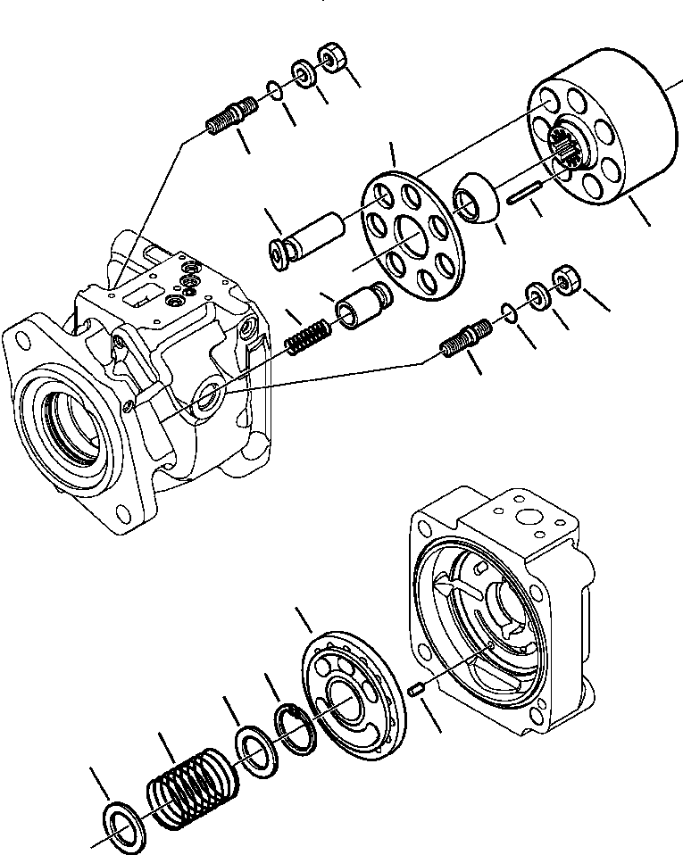 Komatsu parts book diagram for WB156-5 BACKHOE LOADER S/N A63001-UP: H6102-01A0 HYDRAULIC PUMP ROTATING BLOCK (2/4) S/N  A63001-A63103
