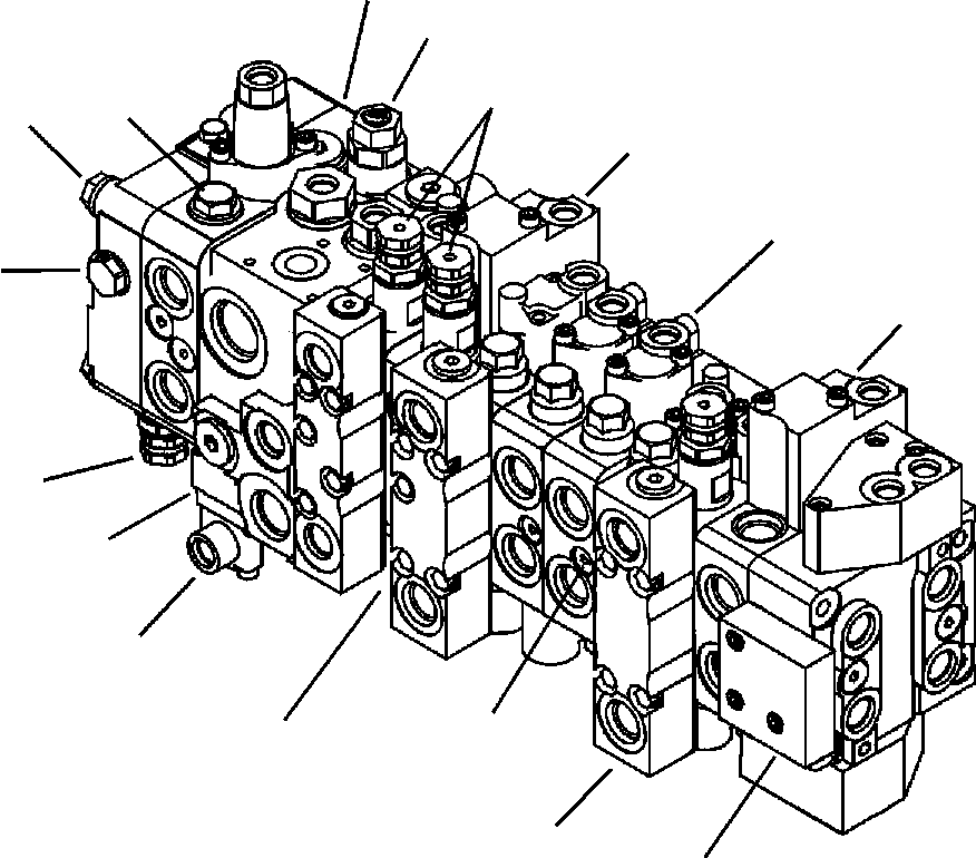 Komatsu parts book diagram for WB156-5 BACKHOE LOADER S/N A63001-UP: H6200-01A0 MAIN CONTROL VALVE COMPLETE ASSEMBLY (1/18)