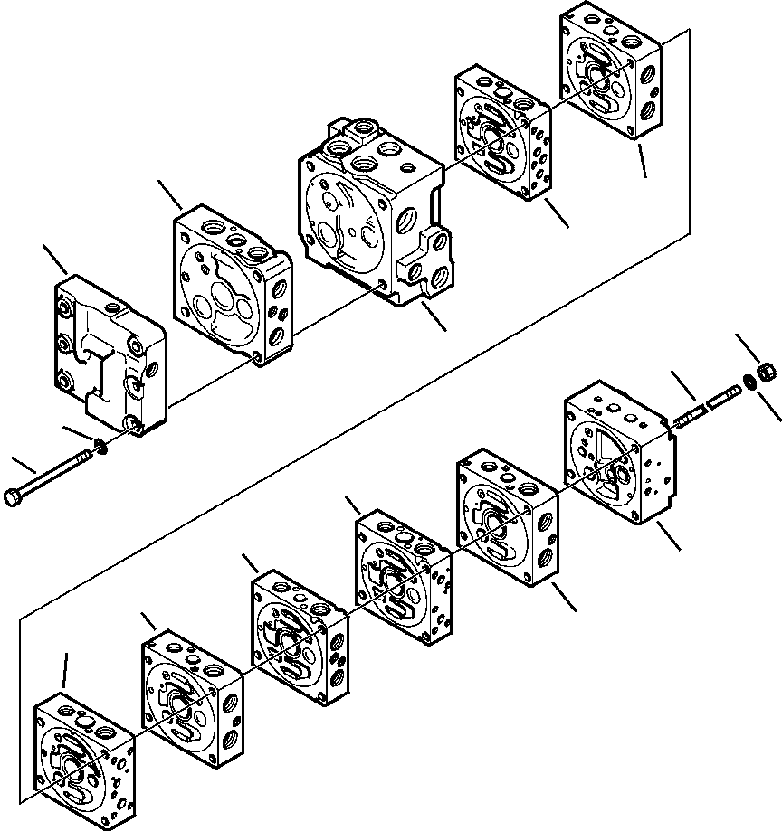 Komatsu parts book diagram for WB156-5 BACKHOE LOADER S/N A63001-UP: H6201-01A0 MAIN CONTROL VALVE SECTION MOUNTING (2/18)