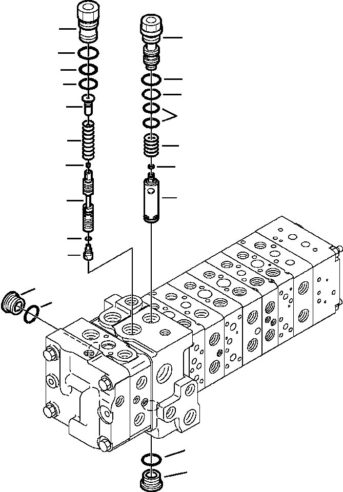 Komatsu parts book diagram for WB156-5 BACKHOE LOADER S/N A63001-UP: H6203-01A0 MAIN CONTROL VALVE LS VALVE (4/18)