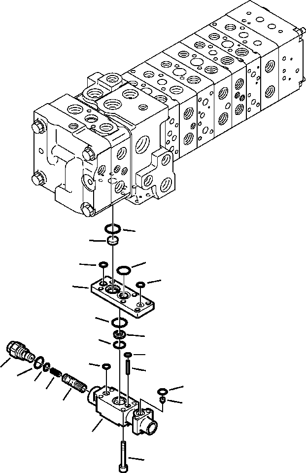 Komatsu parts book diagram for WB156-5 BACKHOE LOADER S/N A63001-UP: H6204-01A0 MAIN CONTROL VALVE SELF REDUCING VALVE (5/18)
