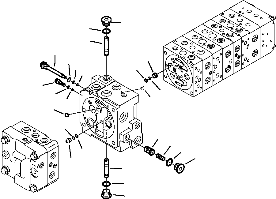 Komatsu parts book diagram for WB156-5 BACKHOE LOADER S/N A63001-UP: H6205-01A0 MAIN CONTROL VALVE BLOCK CONNECTIONS (6/18)