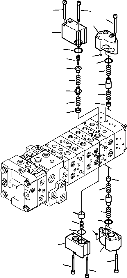 Komatsu parts book diagram for WB156-5 BACKHOE LOADER S/N A63001-UP: H6209-01A0 MAIN CONTROL VALVE SPOOL COVERS (10/18)
