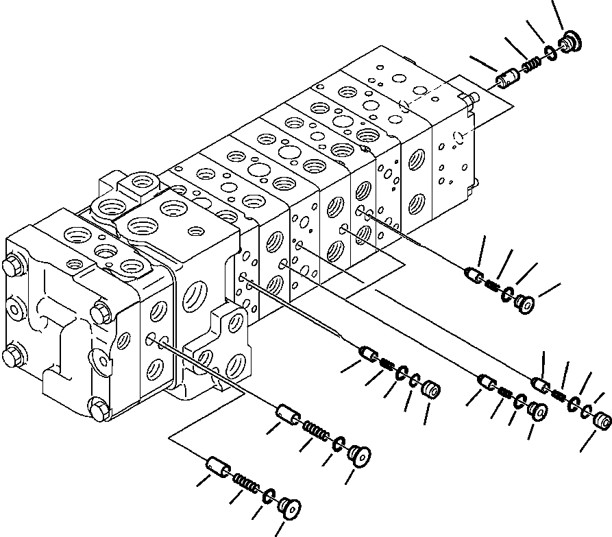 Komatsu parts book diagram for WB156-5 BACKHOE LOADER S/N A63001-UP: H6210-02A0 MAIN CONTROL VALVE CHECK VALVES (11/18) S/N  A63045-
