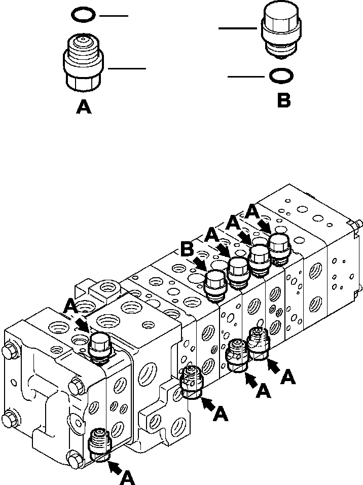Komatsu parts book diagram for WB156-5 BACKHOE LOADER S/N A63001-UP: H6214-01A0 MAIN CONTROL VALVE SUCTION VALVES (15/18)