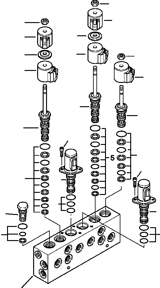 Komatsu parts book diagram for WB156-5 BACKHOE LOADER S/N A63001-UP: H6252-01A0 SOLENOID VALVE FEED VALVE WITH MULTI-PURPOSE (MP) BUCKET