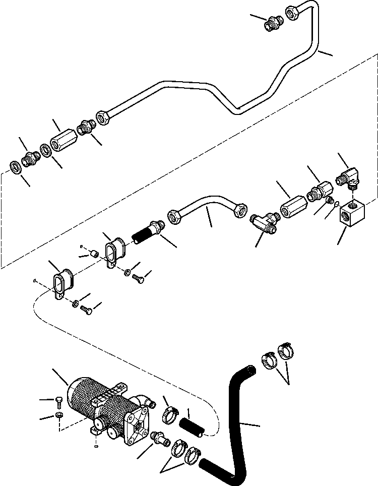 Komatsu parts book diagram for WB156-5 BACKHOE LOADER S/N A63001-UP: H6302-01A0 MACHINE PIPING RETURN LINE