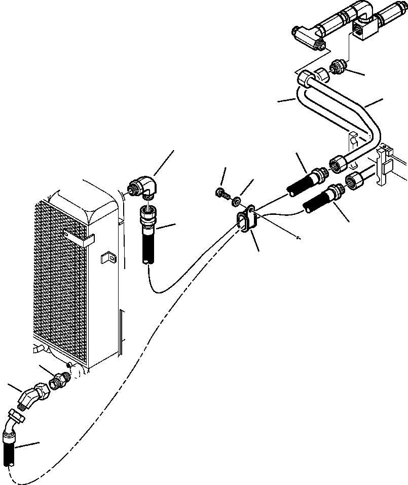 Komatsu parts book diagram for WB156-5 BACKHOE LOADER S/N A63001-UP: H6303-01A0 MACHINE PIPING OIL COOLER LINE