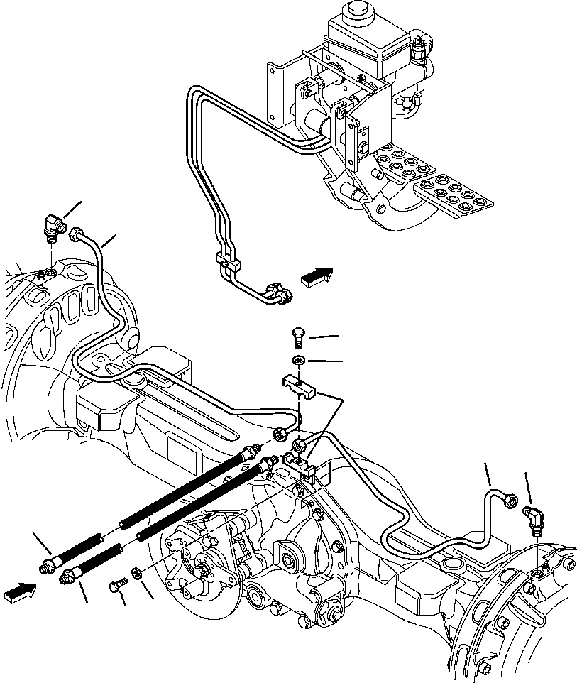Komatsu parts book diagram for WB156-5 BACKHOE LOADER S/N A63001-UP: H6308-01A0 MACHINE PIPING REAR BRAKE LINES
