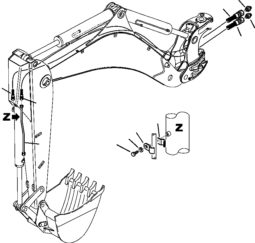 Komatsu parts book diagram for WB156-5 BACKHOE LOADER S/N A63001-UP: H6503-01A0 BACKHOE PIPING STANDARD ARM BUCKET LINE
