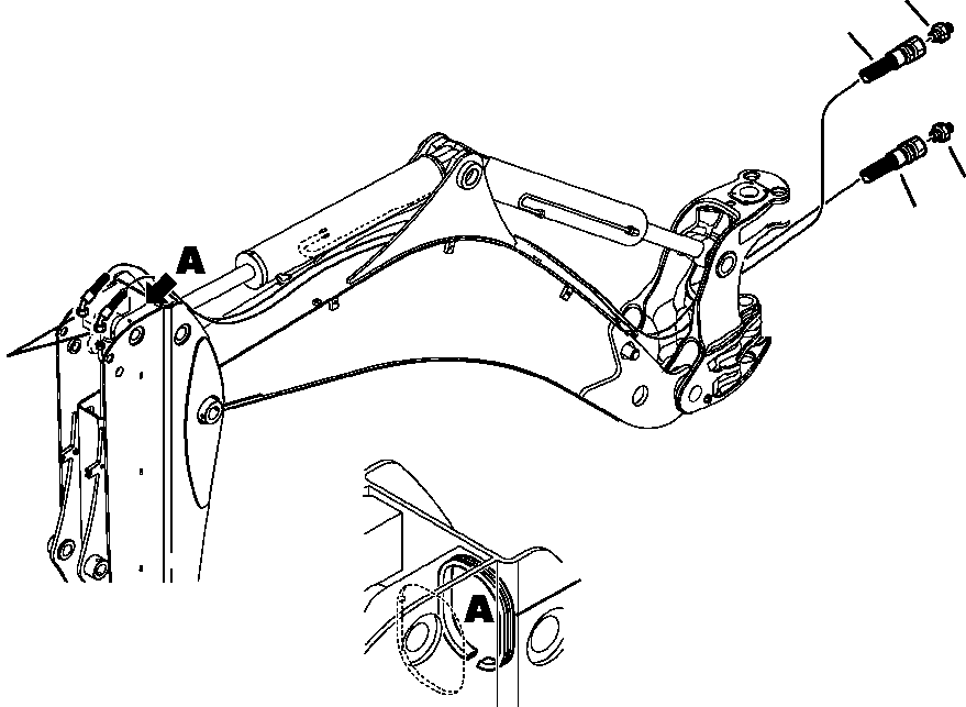 Komatsu parts book diagram for WB156-5 BACKHOE LOADER S/N A63001-UP: H6506-01A0 BACKHOE PIPING TELESCOPIC ARM LINE