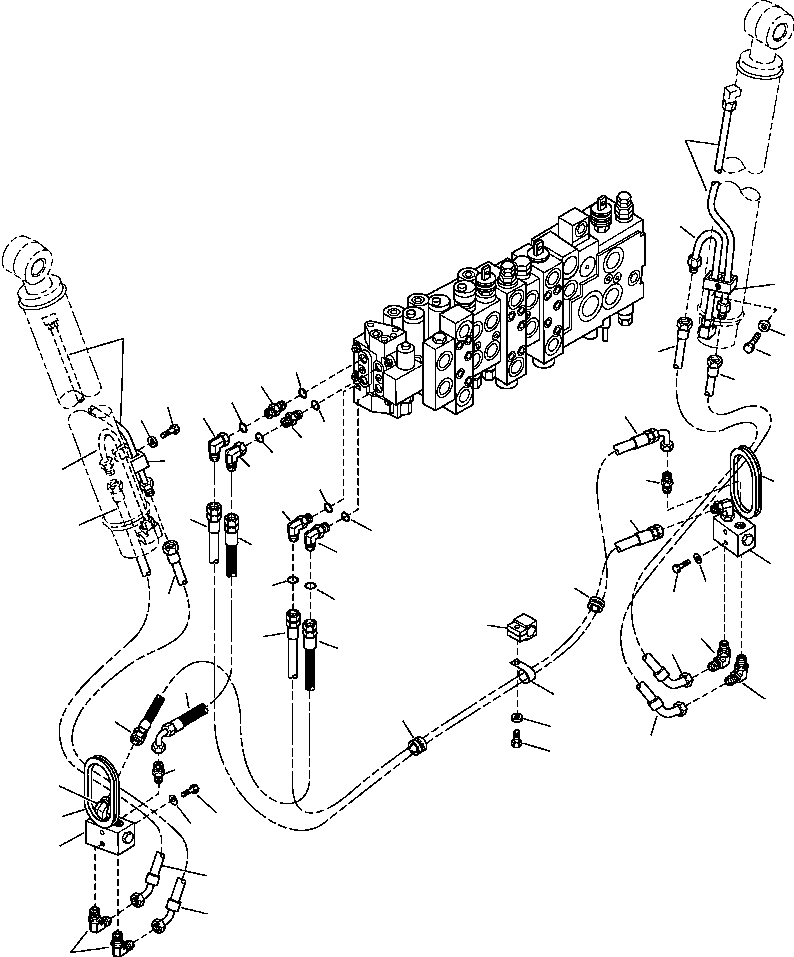 Komatsu parts book diagram for WB156-5 BACKHOE LOADER S/N A63001-UP: H6507-02A0 BACKHOE PIPING OUTRIGGER LINES WITH ANTI-DRIFT VALVE