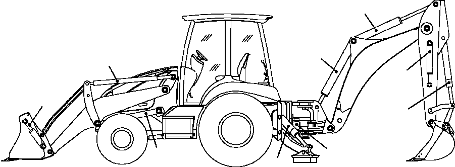 Komatsu parts book diagram for WB156-5 BACKHOE LOADER S/N A63001-UP: H7000-01A0 WORK EQUIPMENT CYLINDERS