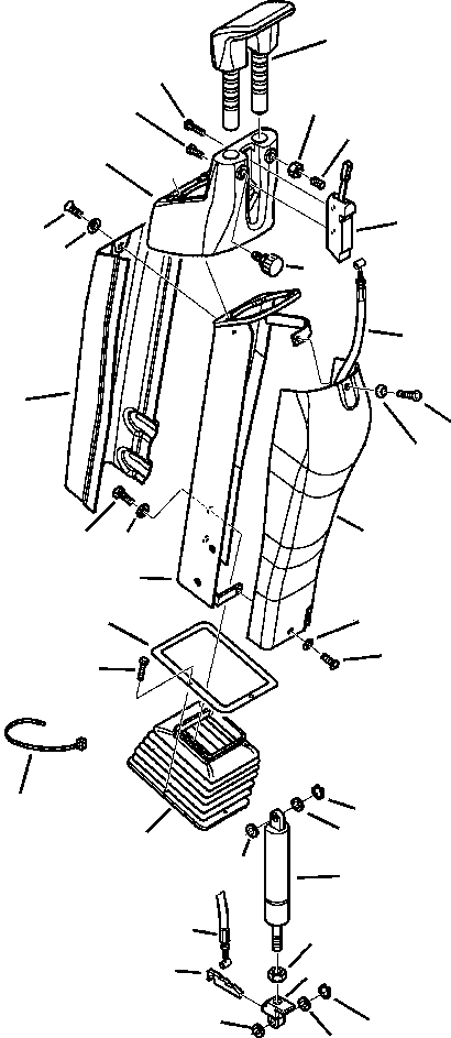 Komatsu parts book diagram for WB156-5 BACKHOE LOADER S/N A63001-UP: K5211-01A0 CANOPY, ROPS LEFT PPC TOWER