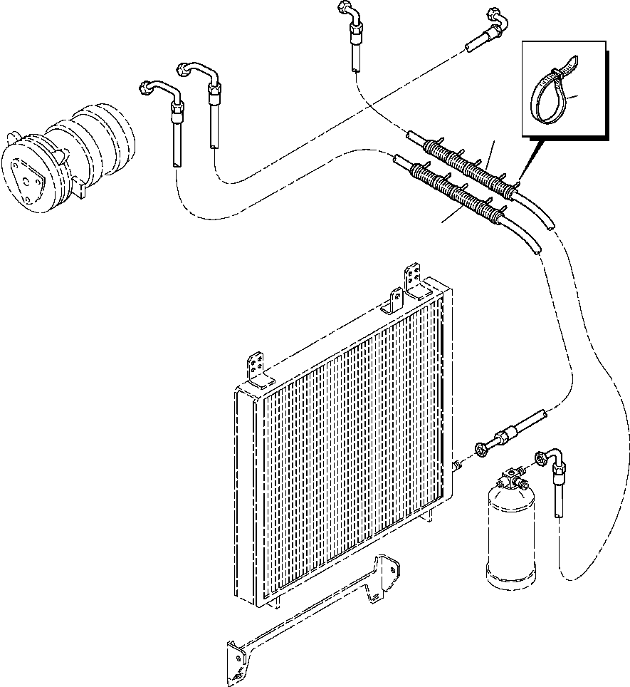 Komatsu parts book diagram for WB156-5 BACKHOE LOADER S/N A63001-UP: K5019-01A4 CAB WITH AIR CONDITIONING AIR CONDITIONER HOSE PROTECTION