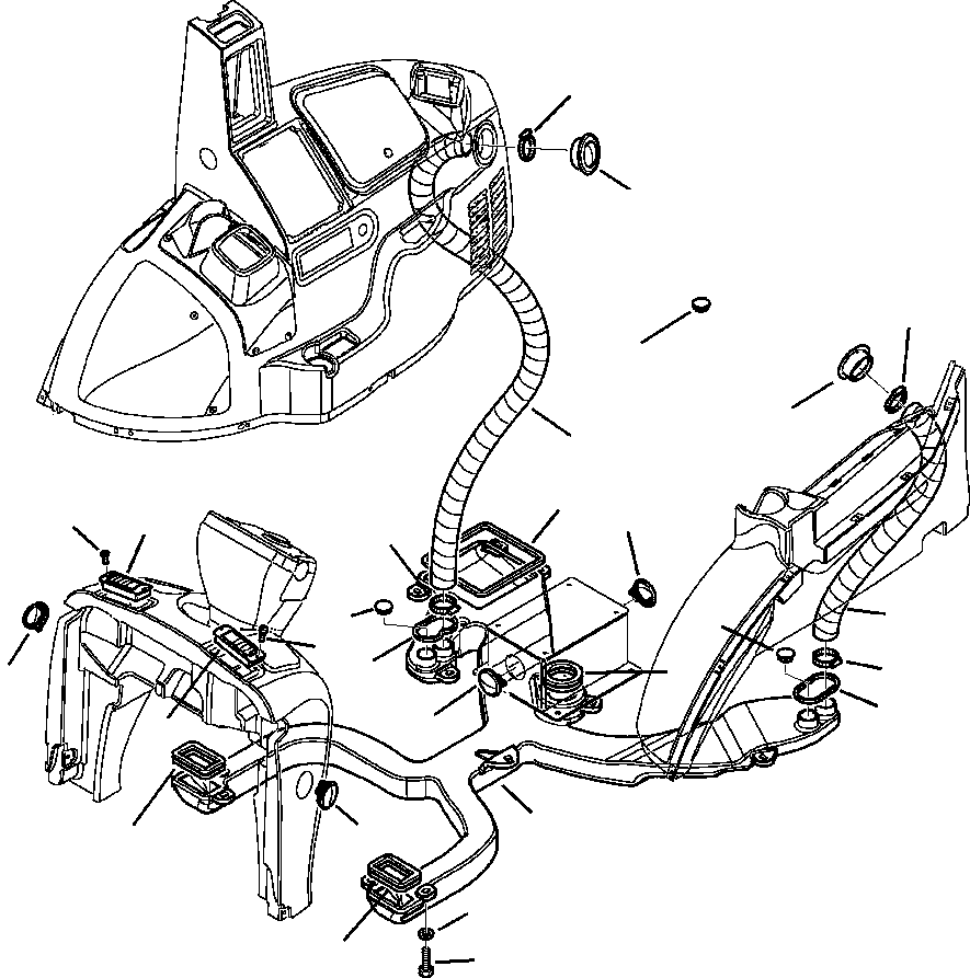 Komatsu parts book diagram for WB156-5 BACKHOE LOADER S/N A63001-UP: K5120-01A0 CAB WITHOUT AIR CONDITIONING DUCTS AND VENTS