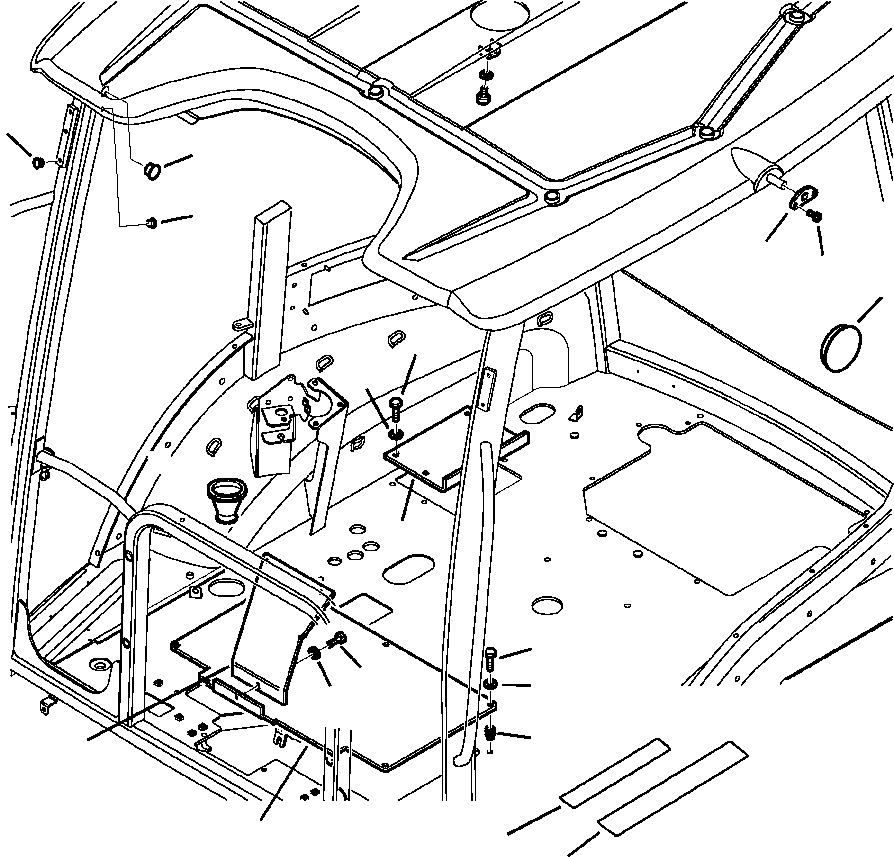 Komatsu parts book diagram for WB156-5 BACKHOE LOADER S/N A63001-UP: K5207-01A0 CANOPY, ROPS FINISHING DETAILS
