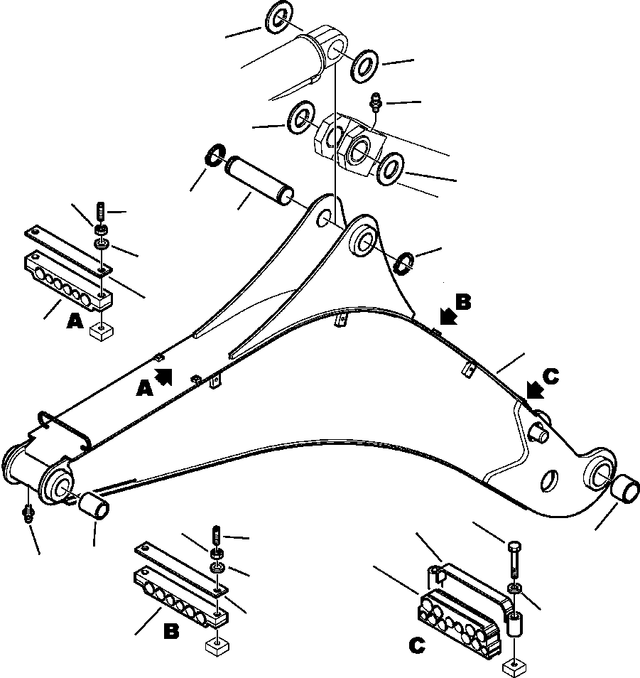 Komatsu parts book diagram for WB156-5 BACKHOE LOADER S/N A63001-UP: T2010-01A0 BACKHOE BOOM