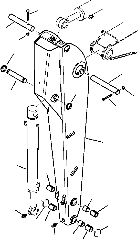 Komatsu parts book diagram for WB156-5 BACKHOE LOADER S/N A63001-UP: T2015-01A0 BACKHOE ARM STANDARD