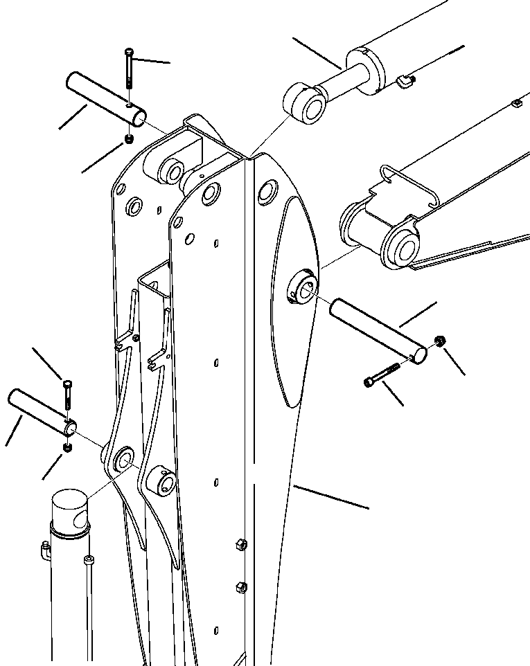Komatsu parts book diagram for WB156-5 BACKHOE LOADER S/N A63001-UP: T2020-01A0 BACKHOE TELESCOPIC ARM MOUNTING PINS