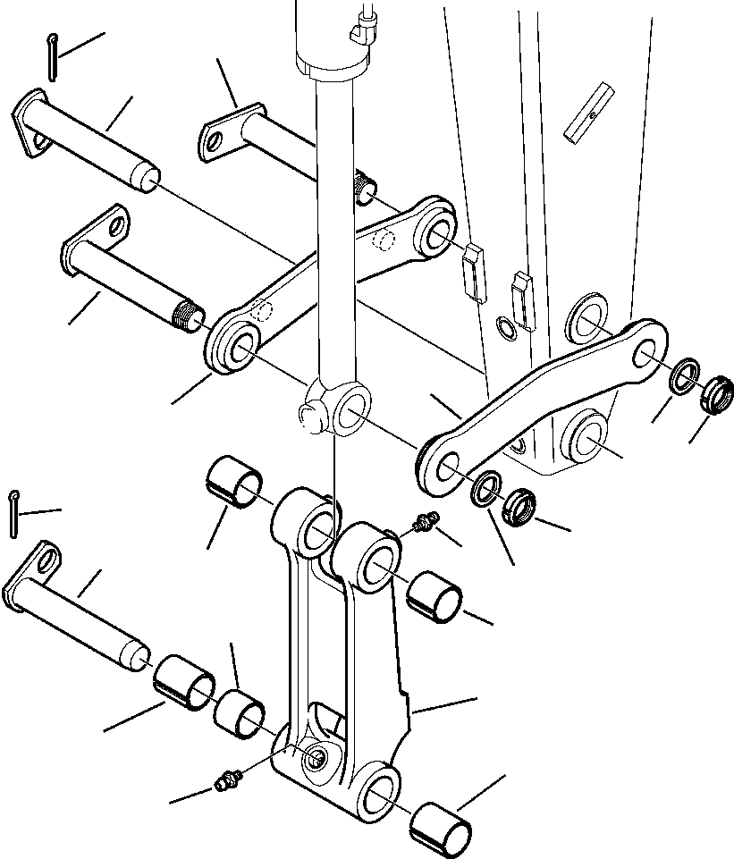 Komatsu parts book diagram for WB156-5 BACKHOE LOADER S/N A63001-UP: T2030-01A0 BACKHOE BUCKET LINKAGE STANDARD ARM