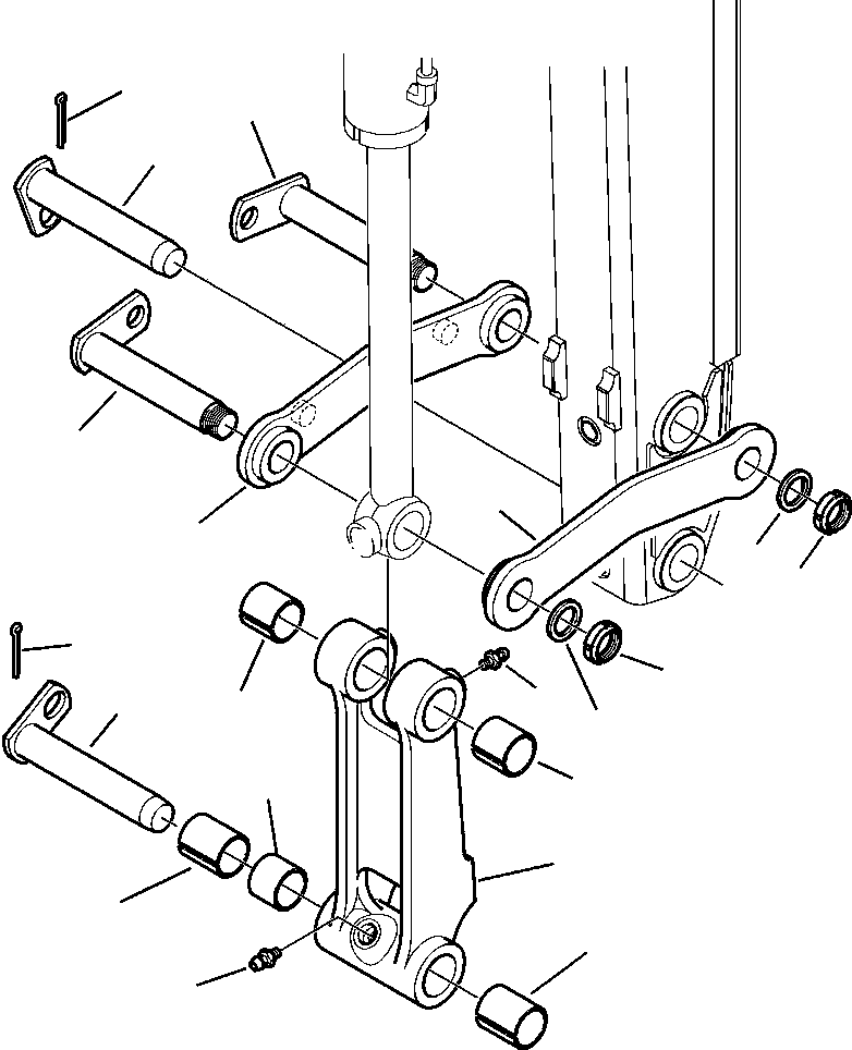 Komatsu parts book diagram for WB156-5 BACKHOE LOADER S/N A63001-UP: T2030-02A0 BACKHOE BUCKET LINKAGE TELESCOPIC ARM