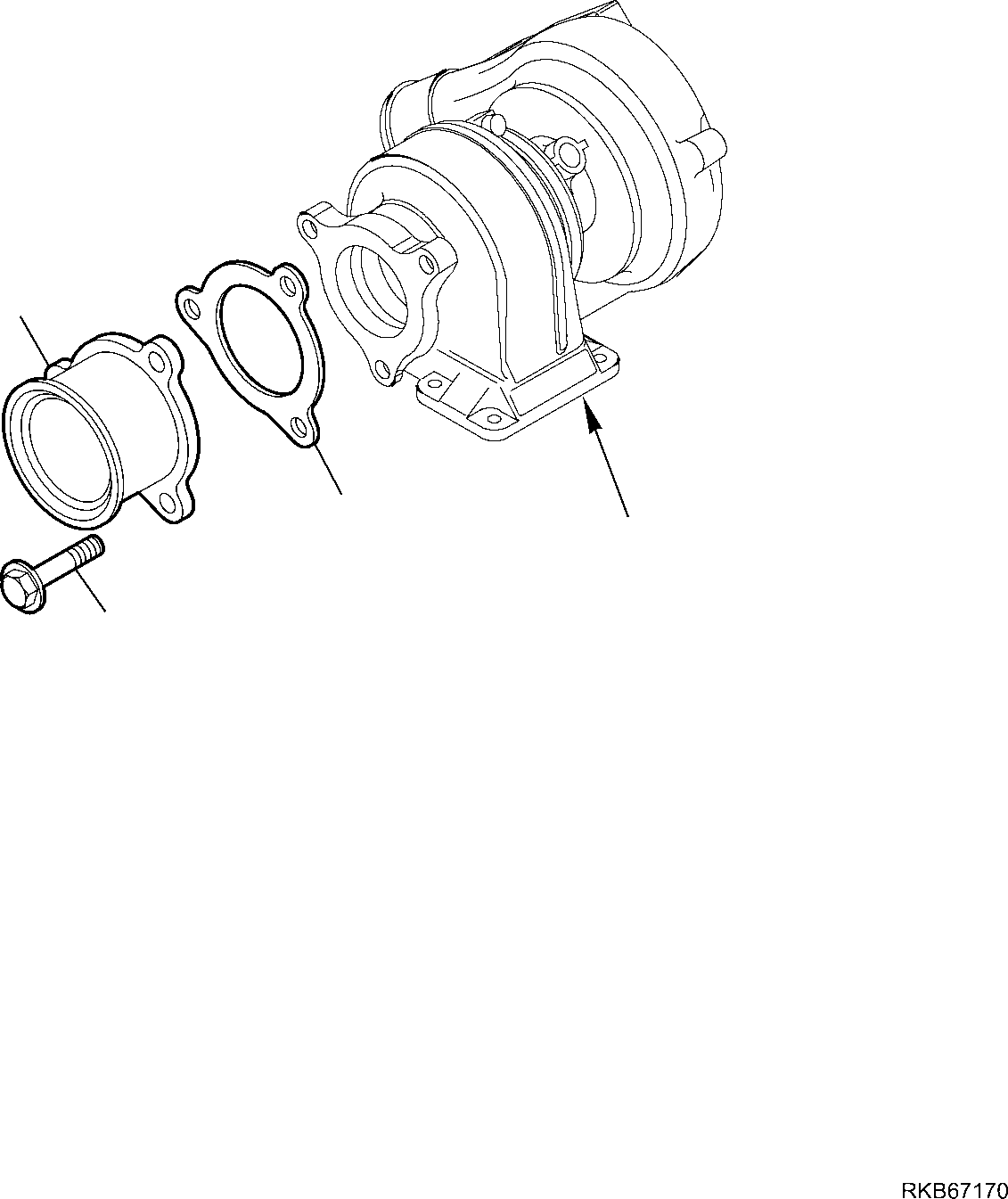 Komatsu parts book diagram for WB93S-5E0 S/N F20466- UP: EXHAUST MANIFOLD (3/3)