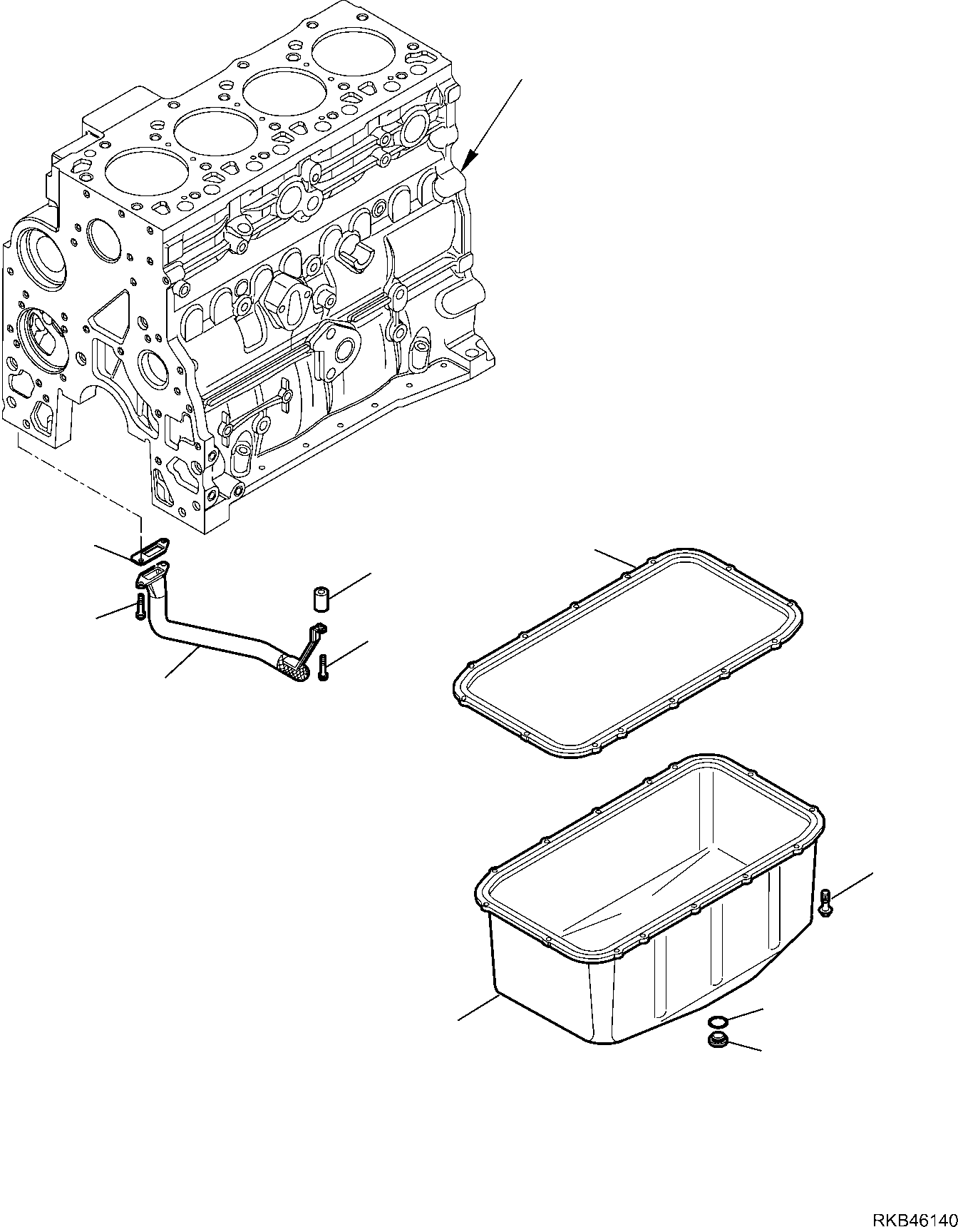Komatsu parts book diagram for WB93S-5E0 S/N F20466- UP: LUBRICATING OIL SUMP