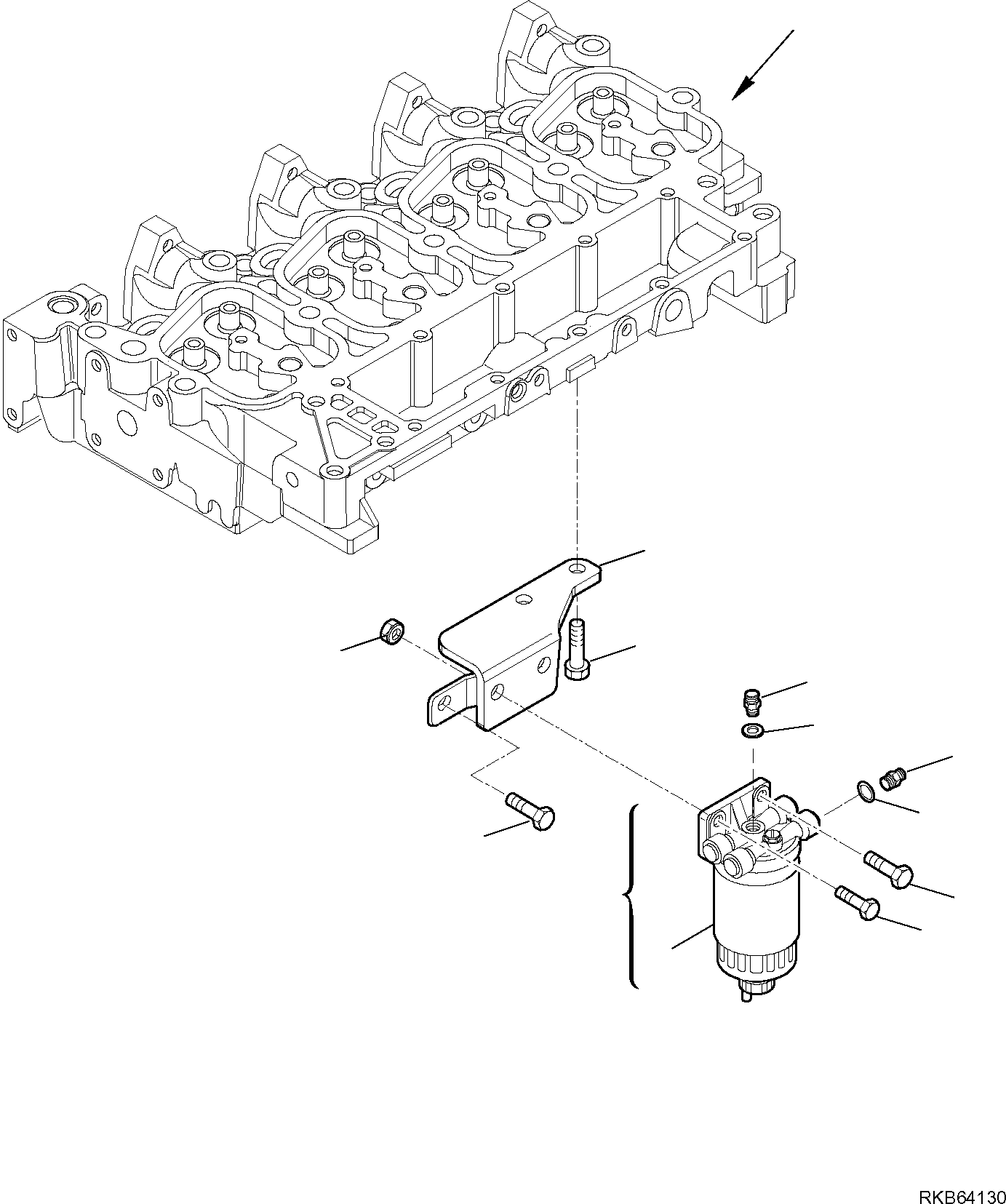 Komatsu parts book diagram for WB93S-5E0 S/N F20466- UP: FUEL FILTER