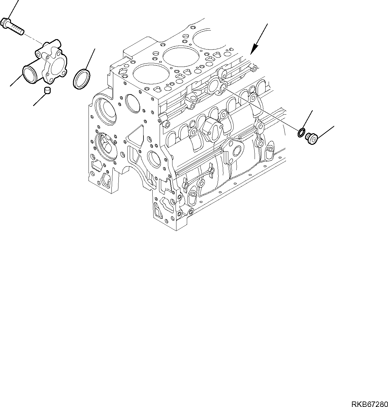 Komatsu parts book diagram for WB93S-5E0 S/N F20466- UP: COOLING WATER SYSTEM