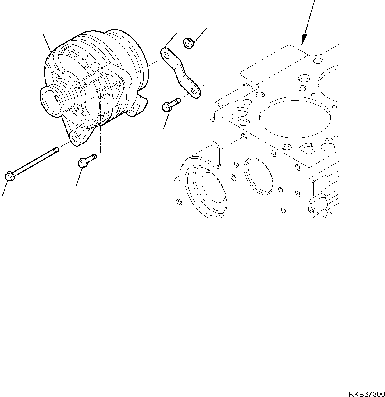 Komatsu parts book diagram for WB93S-5E0 S/N F20466- UP: GENERATOR (1/2)