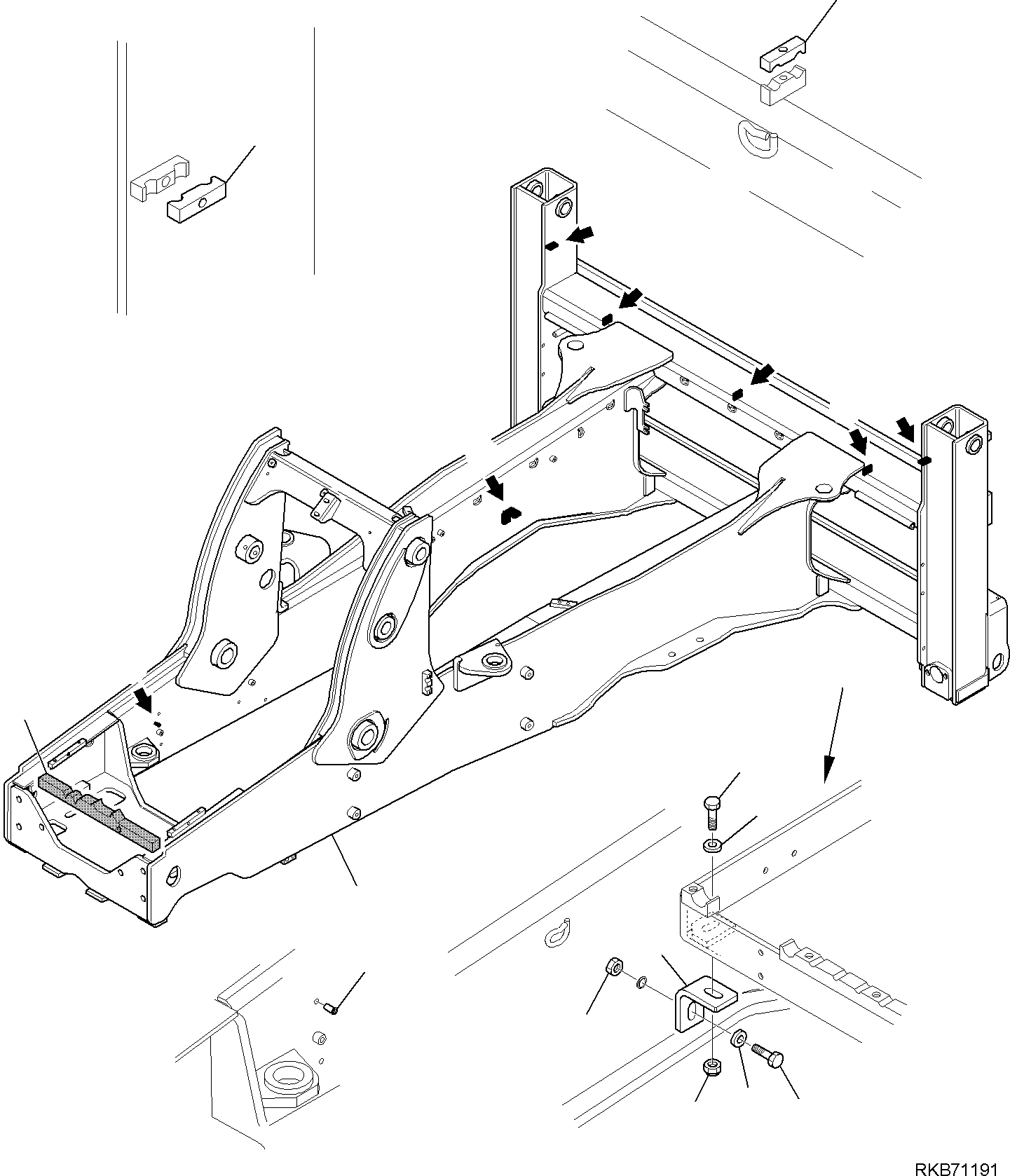 Komatsu parts book diagram for WB93S-5E0 S/N F20466- UP: FRAME