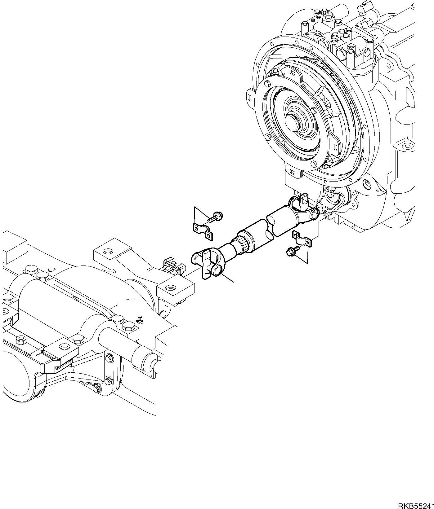Komatsu parts book diagram for WB93S-5E0 S/N F20466- UP: FRONT CARDAN SHAFT