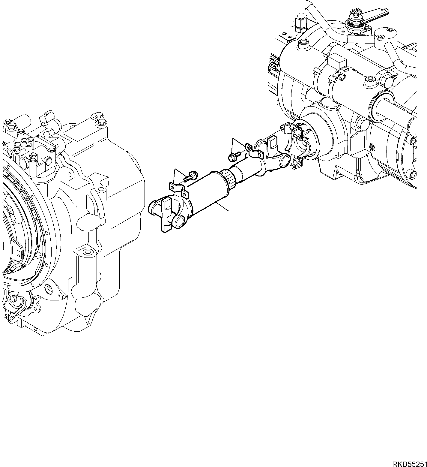 Komatsu parts book diagram for WB93S-5E0 S/N F20466- UP: REAR CARDAN SHAFT