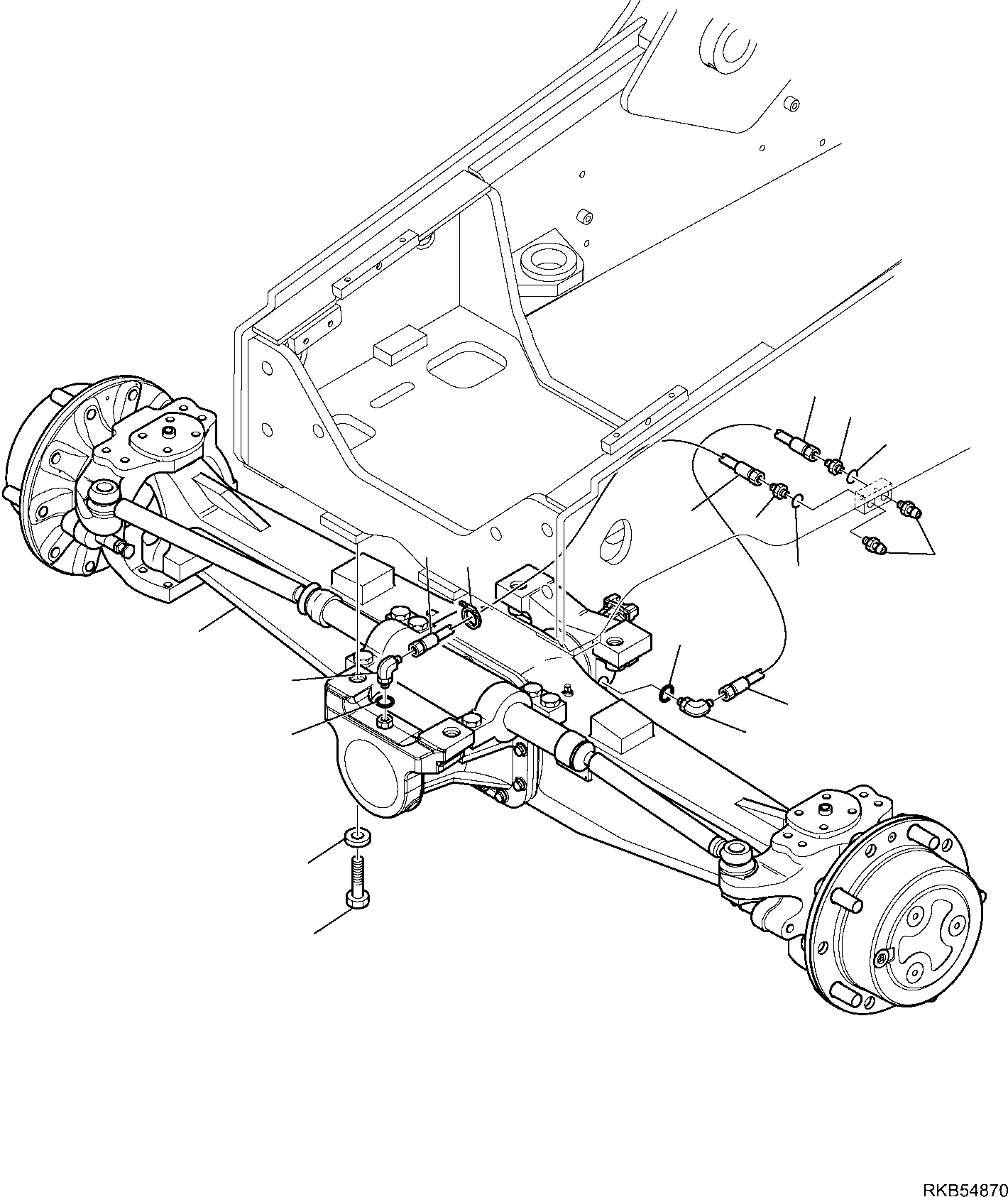 Komatsu parts book diagram for WB93S-5E0 S/N F20466- UP: FRONT AXLE FIXING