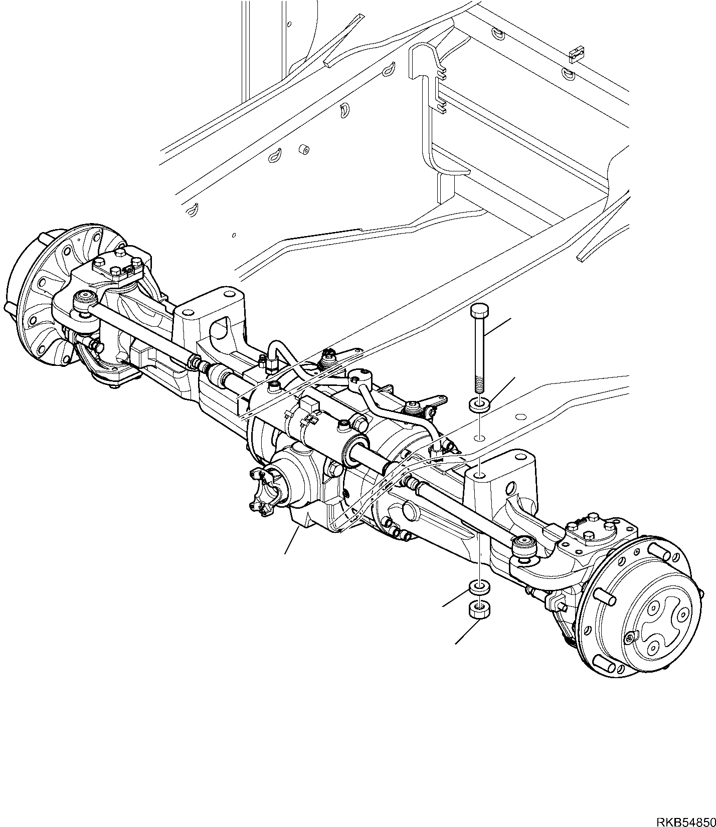 Komatsu parts book diagram for WB93S-5E0 S/N F20466- UP: REAR AXLE FIXING
