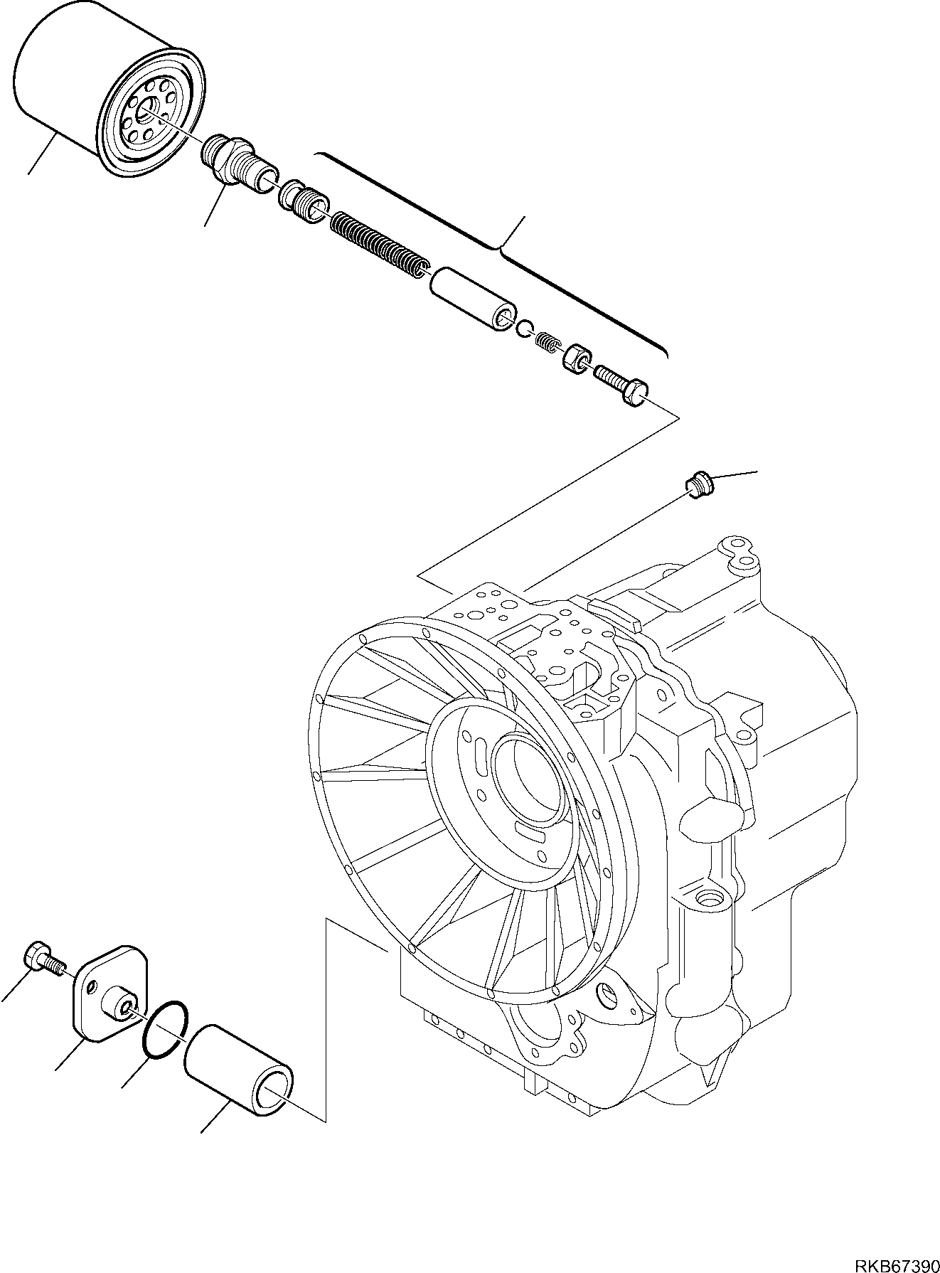 Komatsu parts book diagram for WB93S-5E0 S/N F20466- UP: TRANSMISSION (2/11)