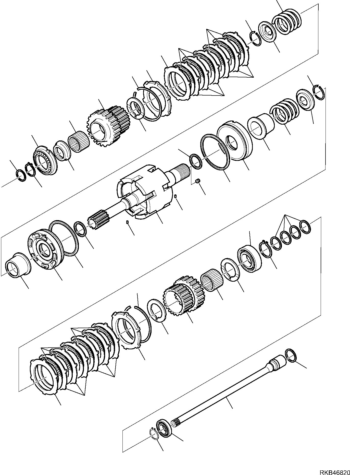 Komatsu parts book diagram for WB93S-5E0 S/N F20466- UP: TRANSMISSION (4/11)