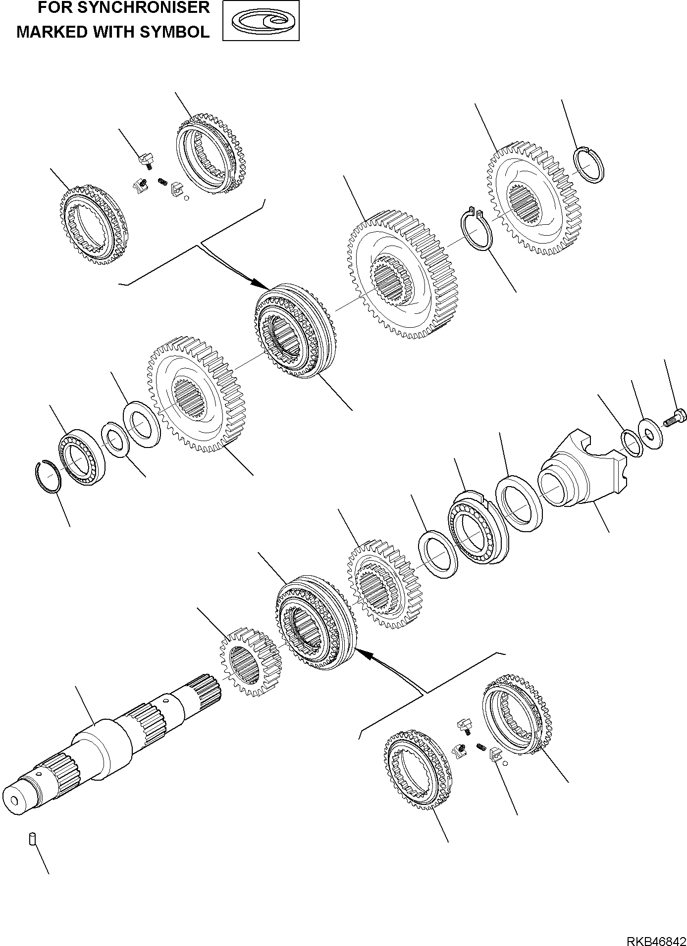 Komatsu parts book diagram for WB93S-5E0 S/N F20466- UP: TRANSMISSION (6/11)