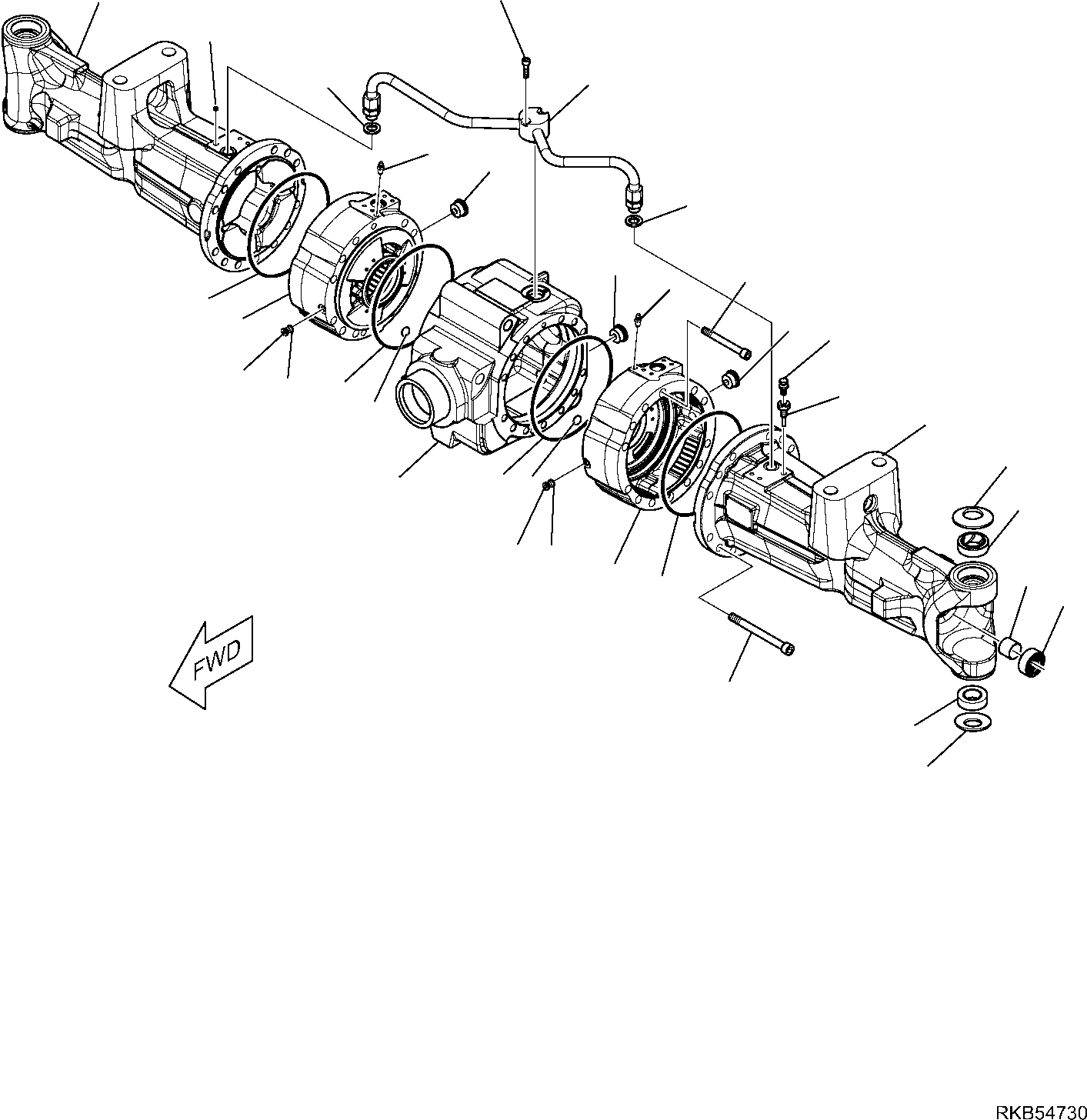 Komatsu parts book diagram for WB93S-5E0 S/N F20466- UP: REAR AXLE (1/10)