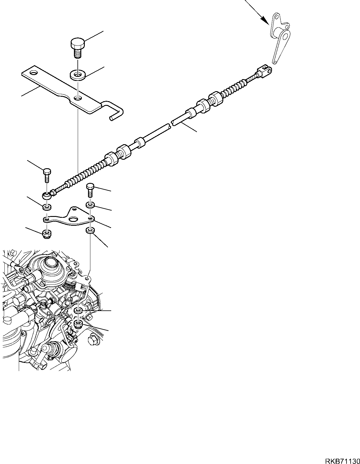 Komatsu parts book diagram for WB93S-5E0 S/N F20466- UP: FUEL CONTROL LEVER (2/2)