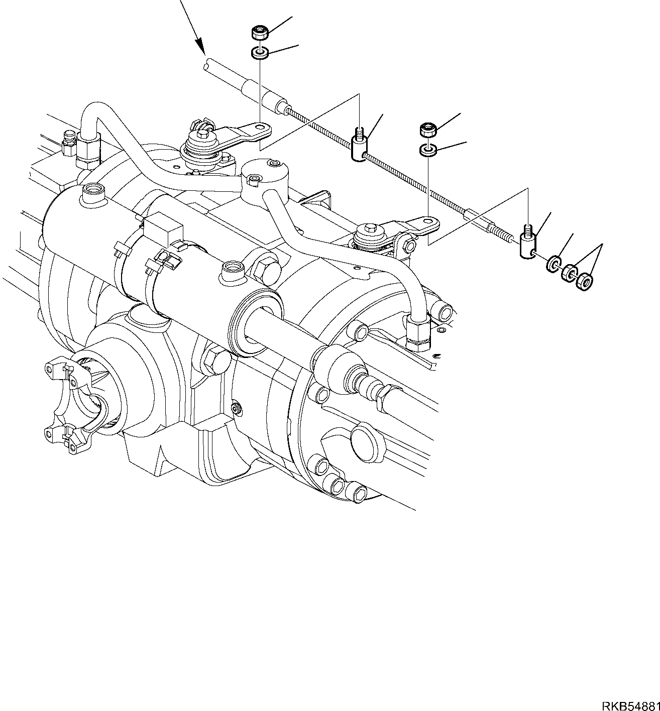 Komatsu parts book diagram for WB93S-5E0 S/N F20466- UP: PARKING BRAKE