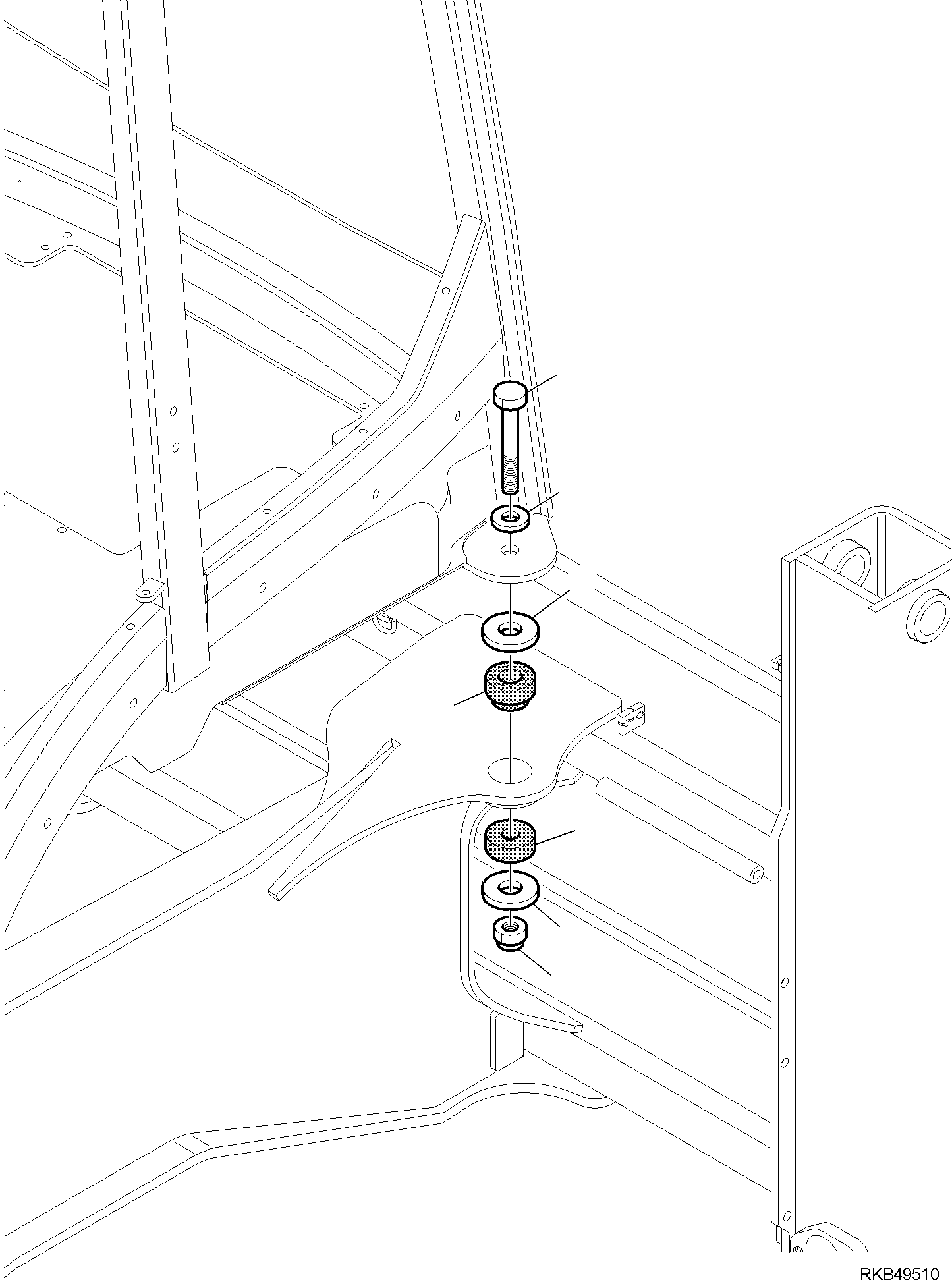 Komatsu parts book diagram for WB93S-5E0 S/N F20466- UP: CAB FIXING
