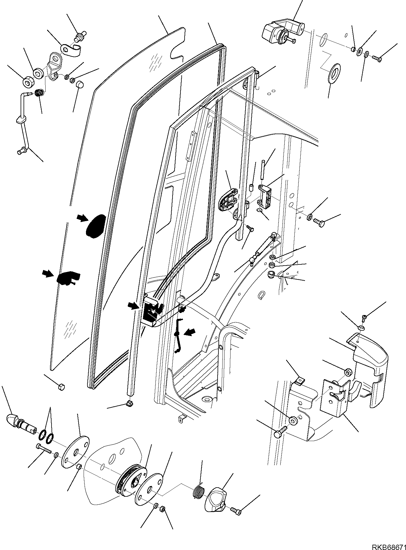 Komatsu parts book diagram for WB93S-5E0 S/N F20466- UP: CAB (3/14)