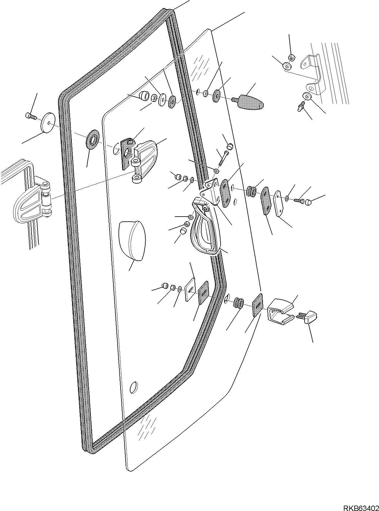 Komatsu parts book diagram for WB93S-5E0 S/N F20466- UP: CAB (4/14)