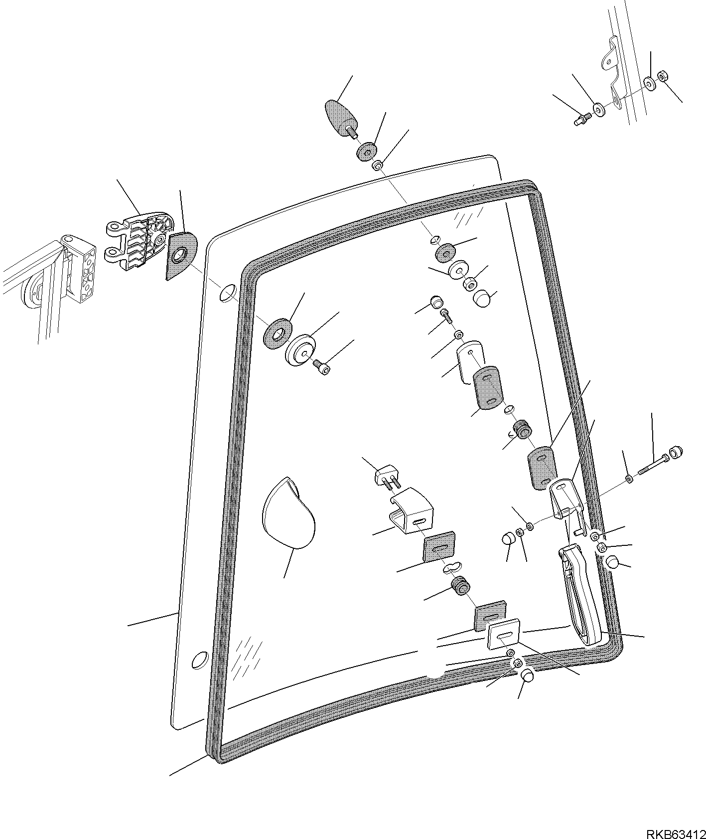 Komatsu parts book diagram for WB93S-5E0 S/N F20466- UP: CAB (5/14)
