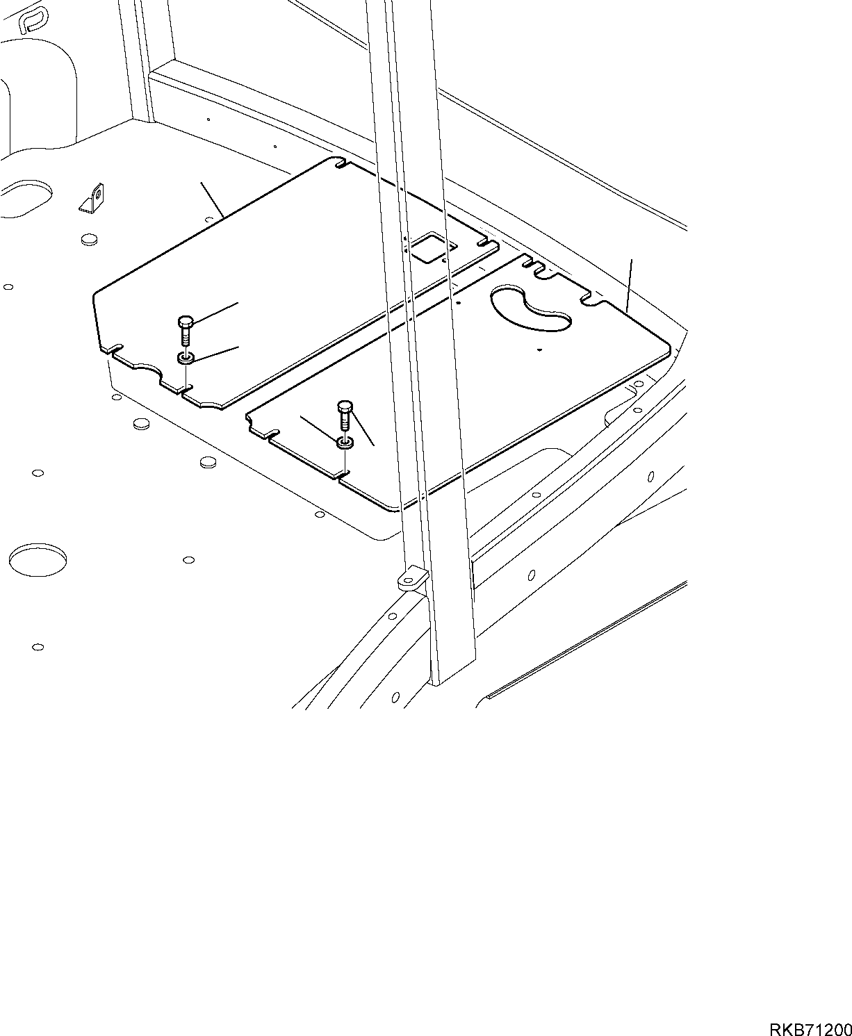 Komatsu parts book diagram for WB93S-5E0 S/N F20466- UP: FLOOR BOARD CAB