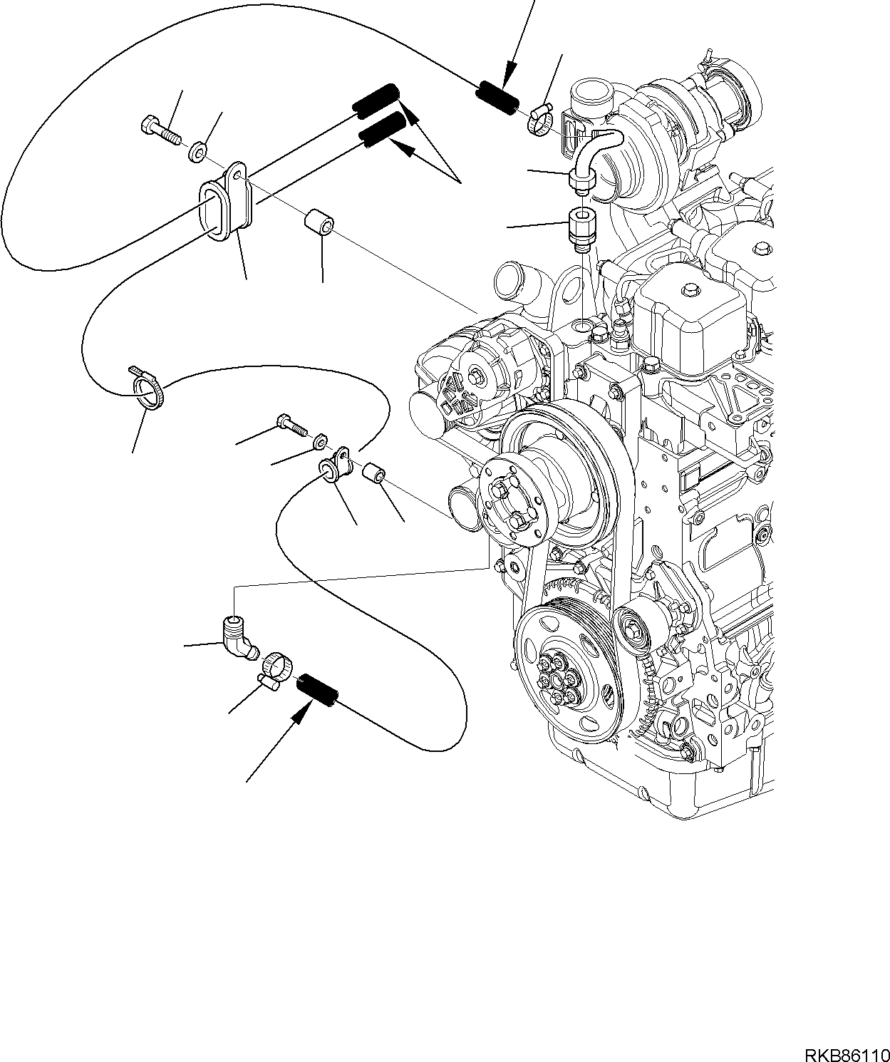 Komatsu parts book diagram for WB93S-5E0 S/N F20466- UP: HEATING SYSTEM (2/4)