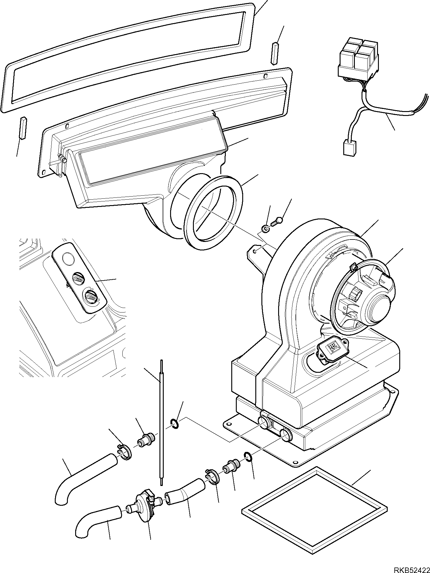 Komatsu parts book diagram for WB93S-5E0 S/N F20466- UP: HEATING SYSTEM (4/4)
