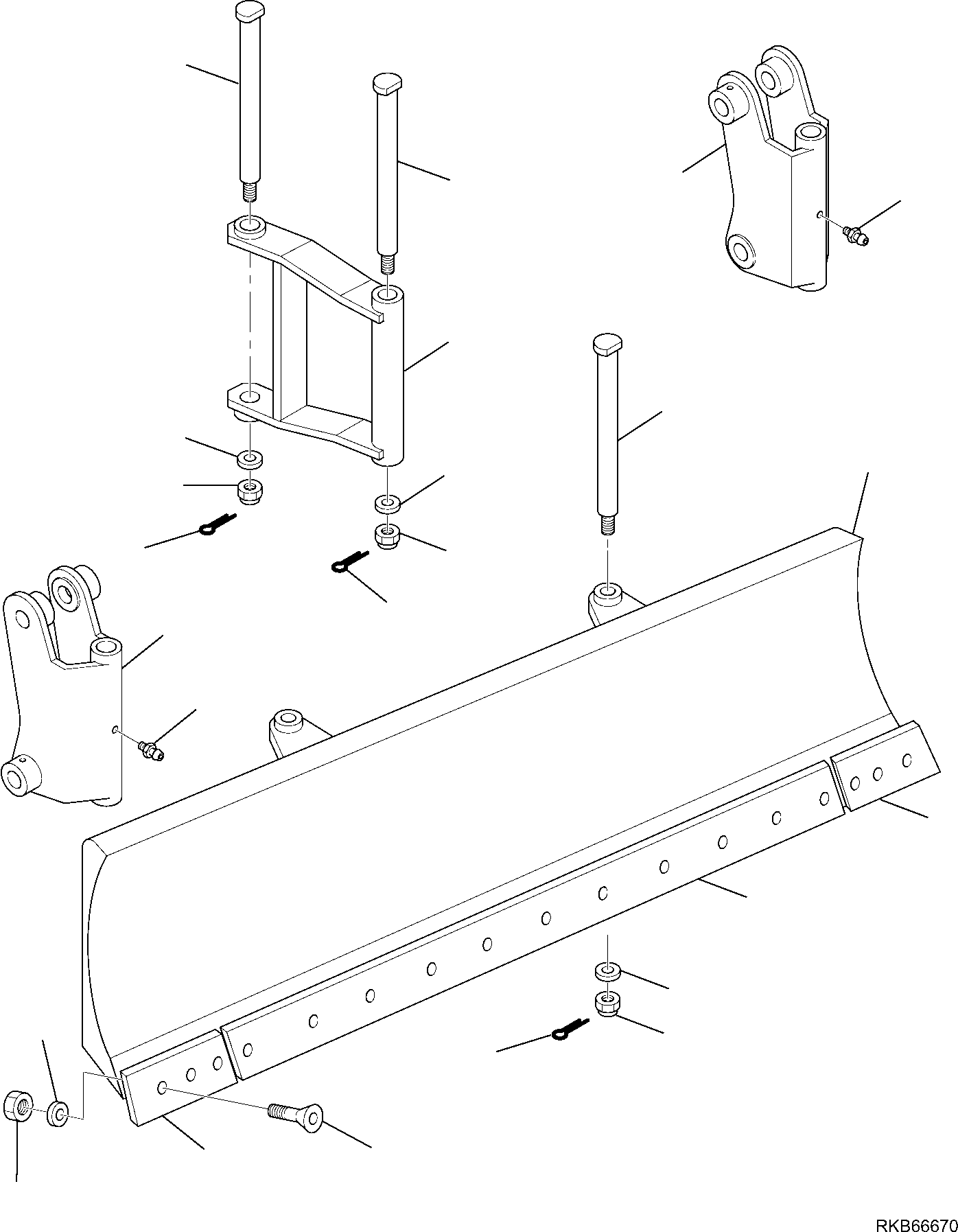 Komatsu parts book diagram for WB93S-5E0 S/N F20466- UP: BLADE